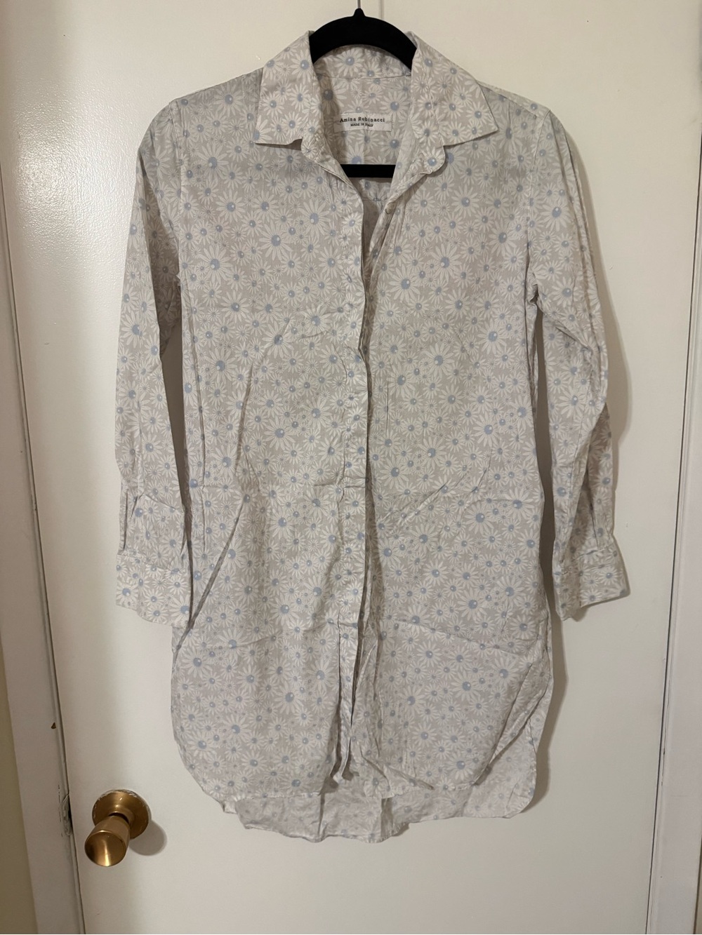 Amina Rubinacci Size 42 Made in Italy Button-Up Long Sleeve Dress